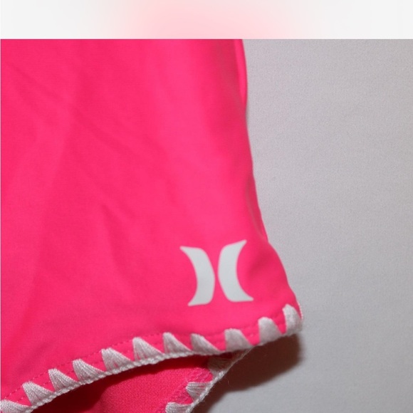 Hurley Neon Pink Swimsuit with Yellow Trim Girls Size Large 12/14 - Picture 7 of 8
